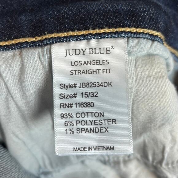 Judy Blue Distressed Straight Fit Dark Wash Jeans Size 15/32 - Picture 4 of 4